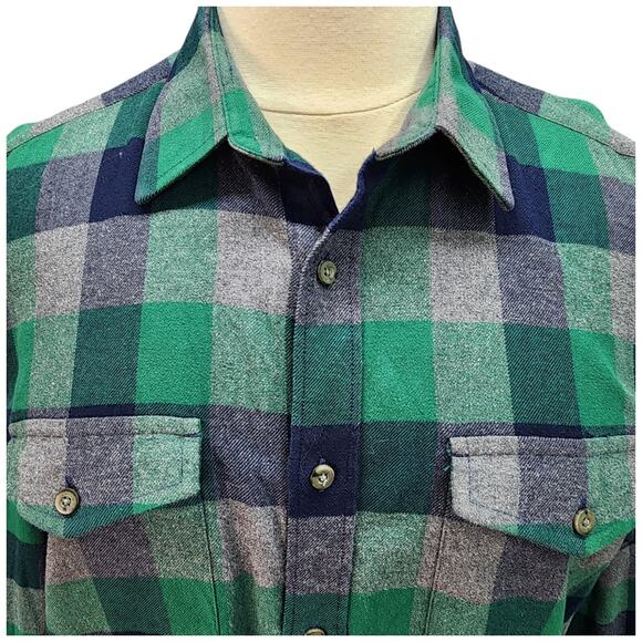 UNTUCKit Flannel Shirt Mens XL Green Blue Plaid Button-Up Cotton Outdoor Hunting - Picture 4 of 12